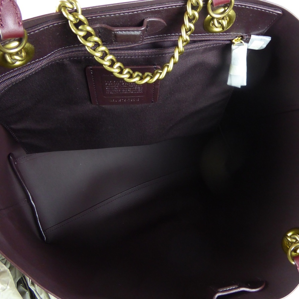 Coach Signature Chain Central Leather Tote Bag NWT - Picture 6 of 10